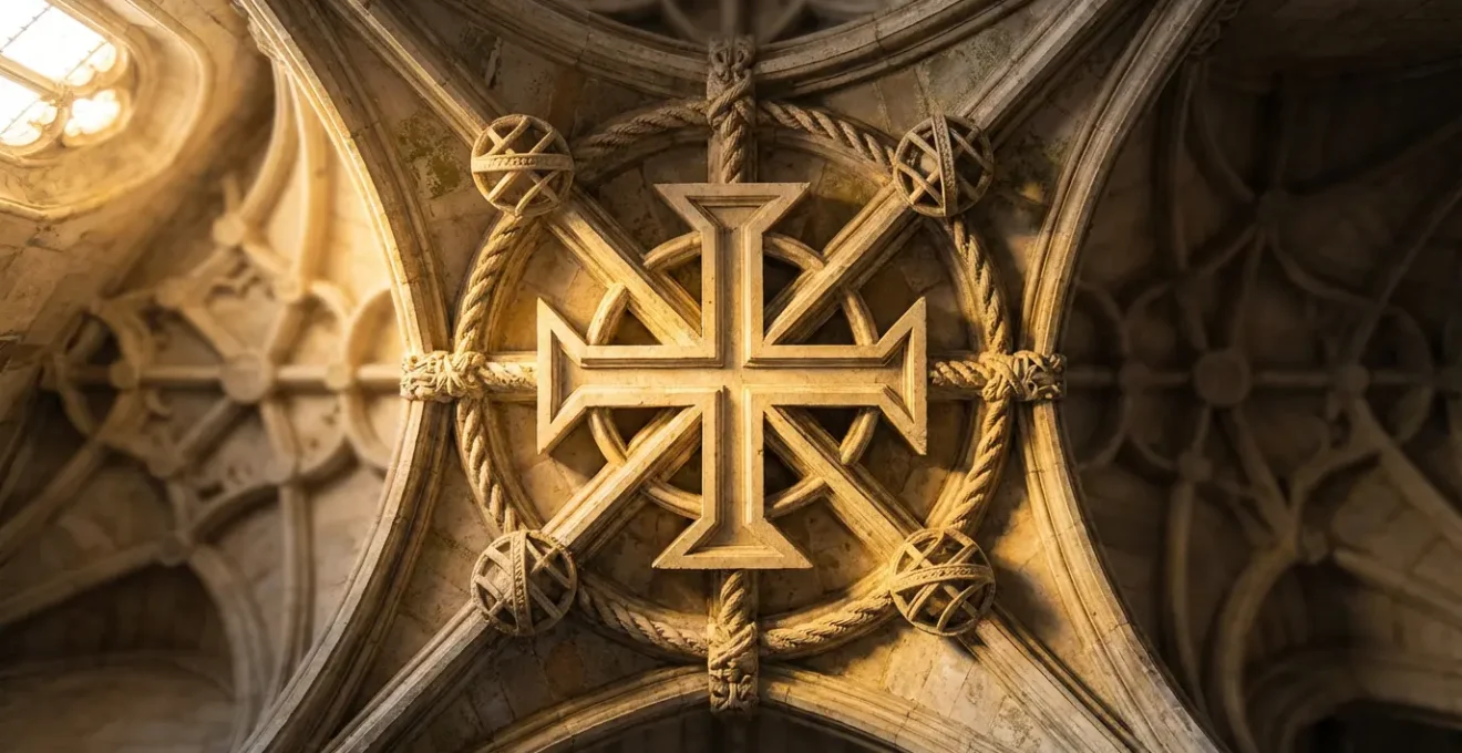Croix de l'Ordre du Christ intégrée dans une voûte ornementale manuéline