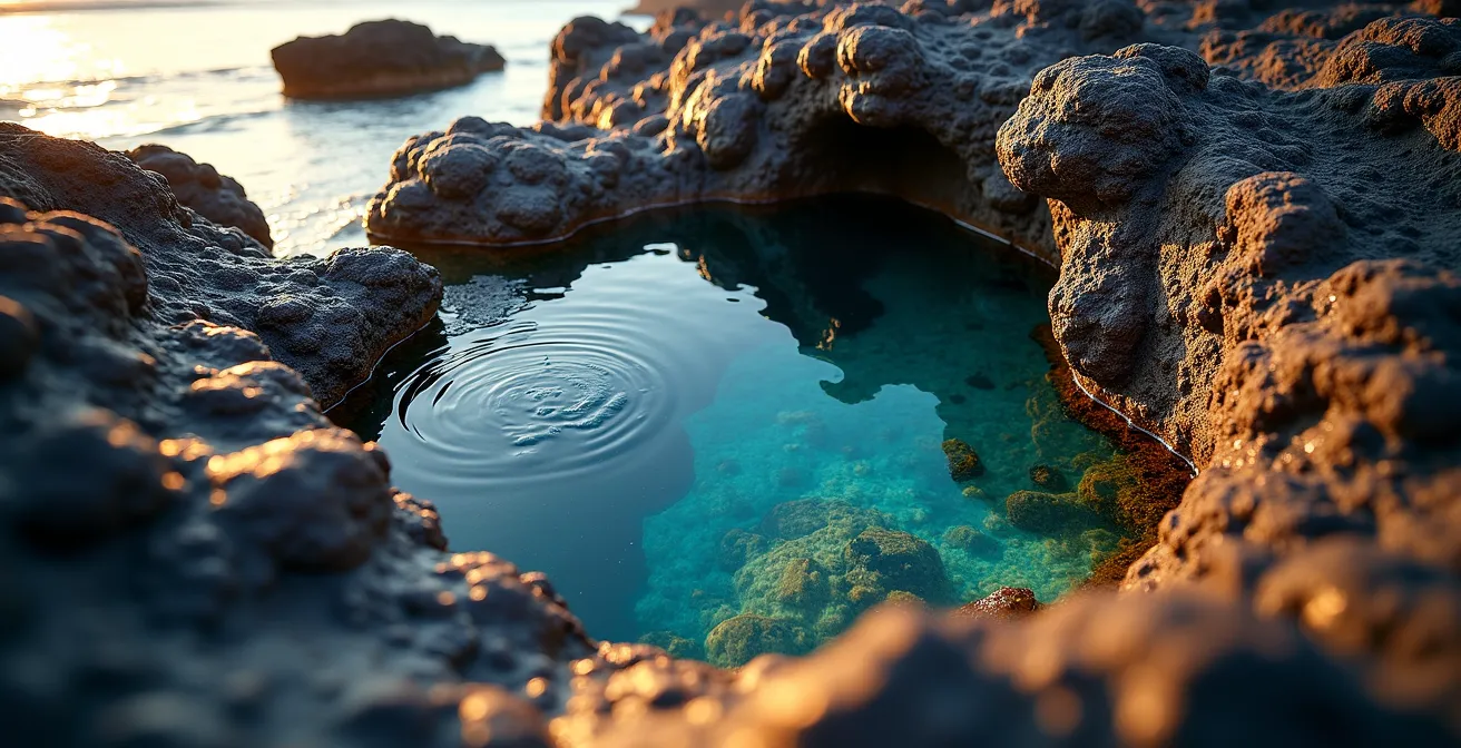 Piscines naturelles formées dans les rochers à marée basse sur une plage portugaise