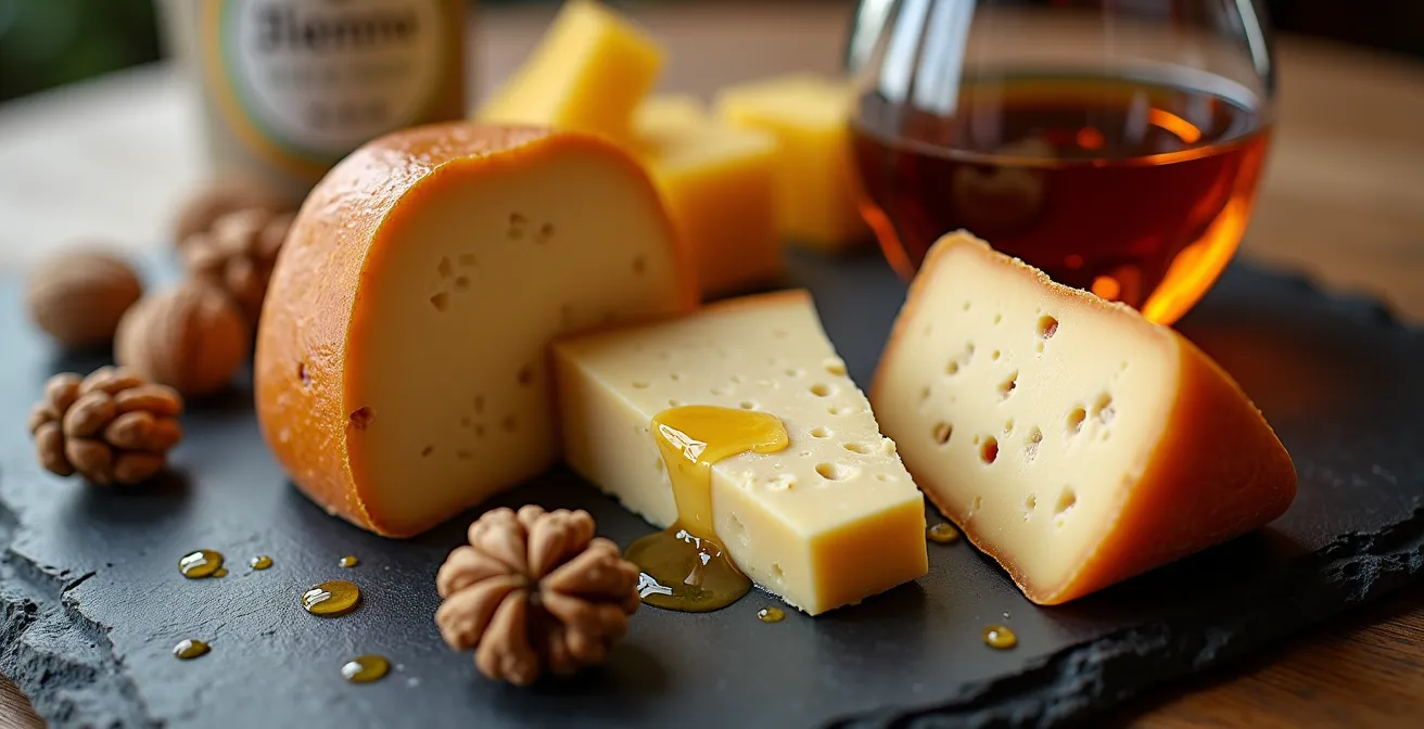 Plateau de fromages portugais artisanaux accompagné d'un verre de Porto Tawny 10 ans