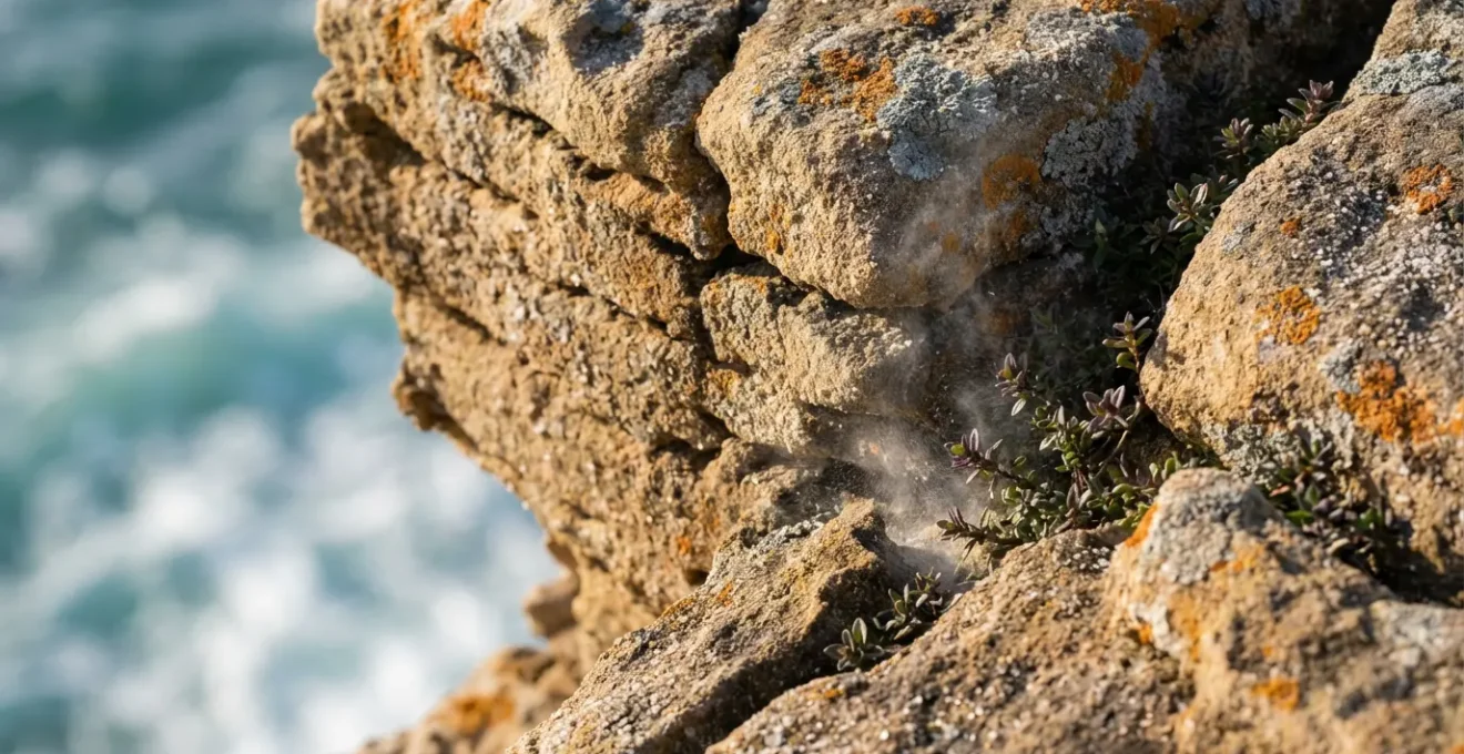 Sentier côtier de la Rota Vicentina avec falaises dramatiques et océan Atlantique en hiver
