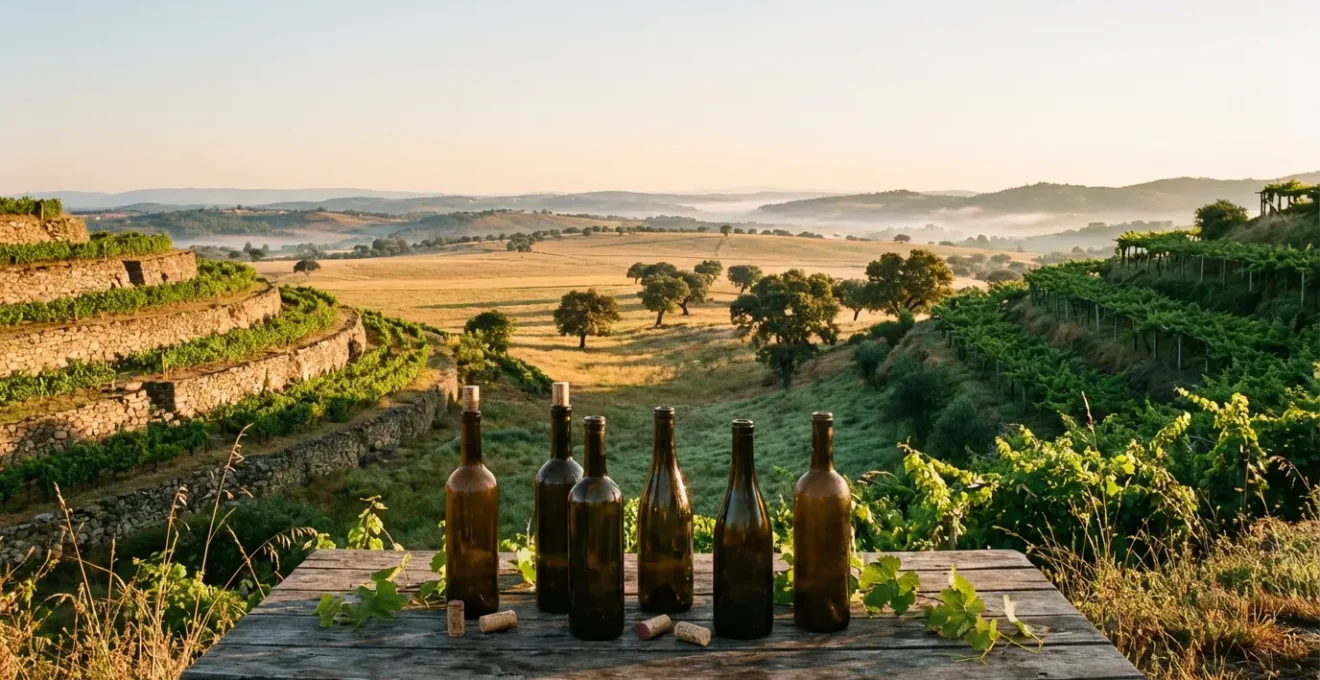Vue panoramique des vignobles en terrasses du Portugal avec trois régions viticoles distinctes