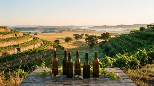 Vue panoramique des vignobles en terrasses du Portugal avec trois régions viticoles distinctes
